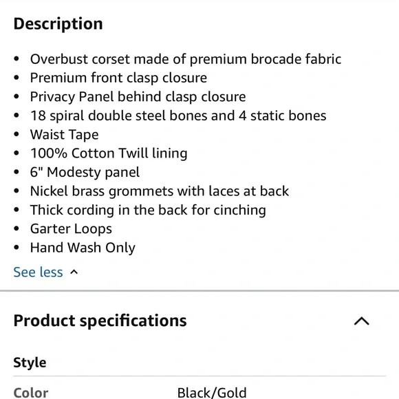 Daisy Corsets Black and Gold Brocade Overbust Corset